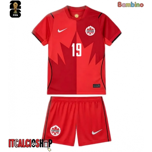 Canada Alphonso Davies #19 Prima Maglia Bambino Mondiali 2026 Manica Corta (+ Pantaloni corti)
